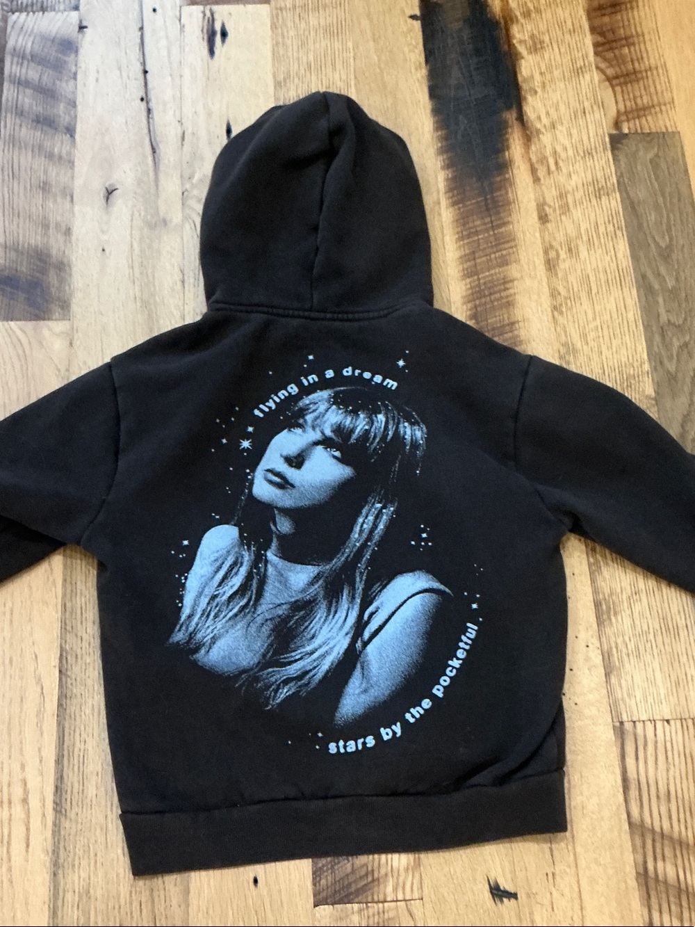 Dark brown graphic Hoodie with Blue Portrait Print